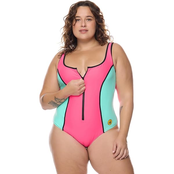 Body Glove Stand Up Zip Front Paddle One Piece Swimsuit with UPF